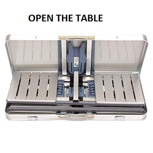 Outdoor Heavy-Duty Aluminum Portable Folding Picnic Table with Chairs and Free Multicolor Umbrella